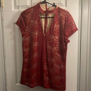 Express red lace top.